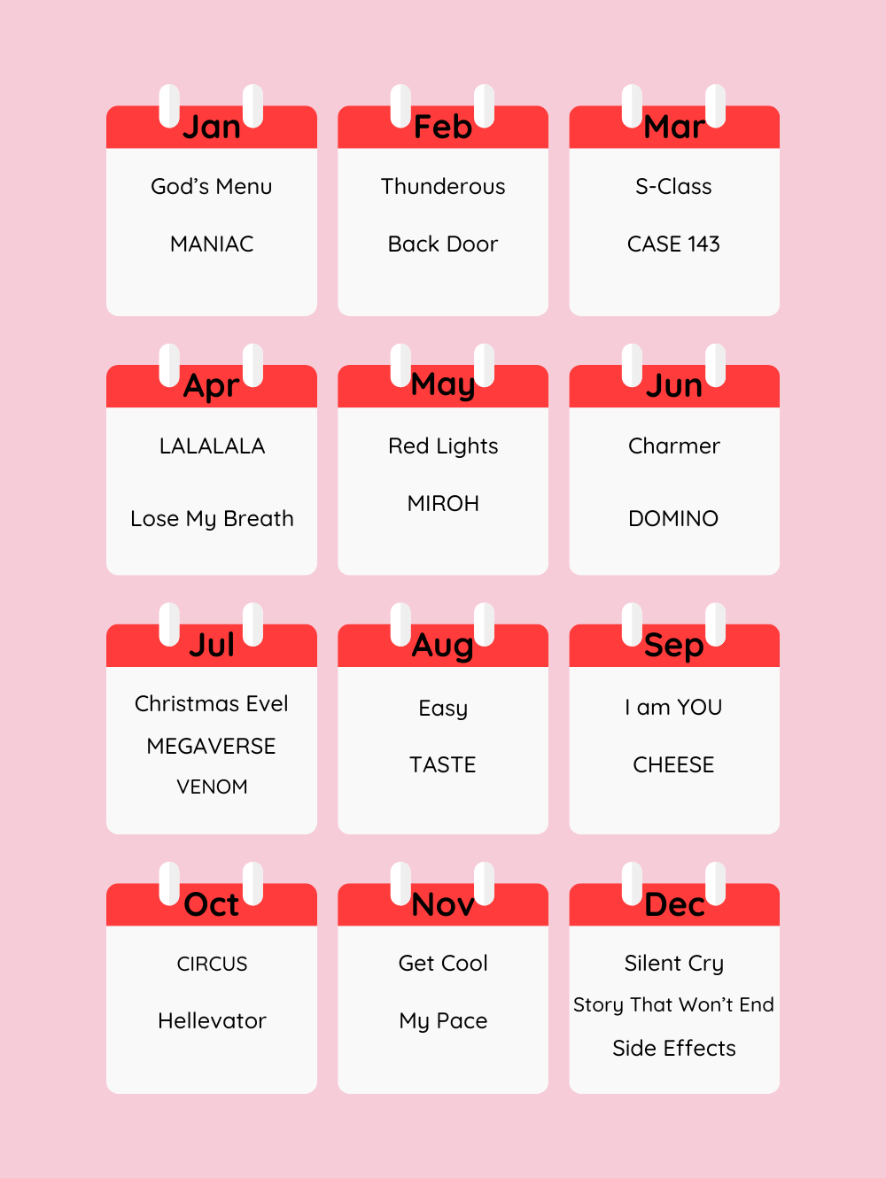 Stray Kids Piano Calendar 2025